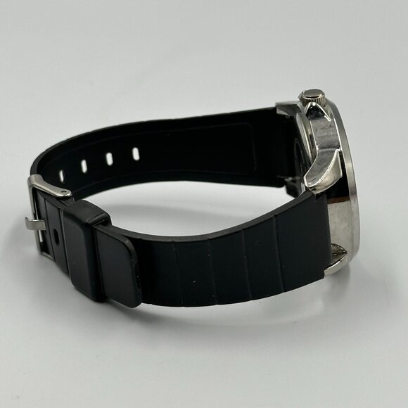 3/$30 Massini Watch Women Silver Tone Round Case Black Silicone Band 9" - Picture 11 of 15